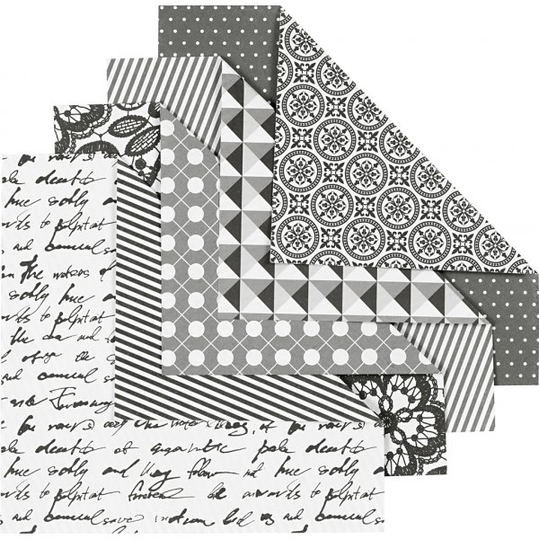 Papier origami - noir/blanc - 15 x 15 cm - 50 feuilles