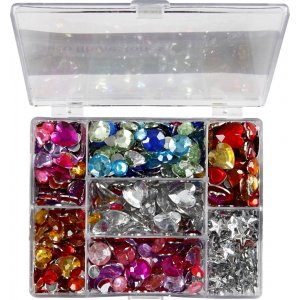 Strass en boîte - bleu - rose - argent - rond - étoiles - coeurs - Ø6+7+9+10+11+12+14+16 mm - 300 pcs Strass en boîte - bleu - rose - argent - rond - étoiles - coeurs - Ø6+7+9+10+11+12+14+16 mm - 300 pcs