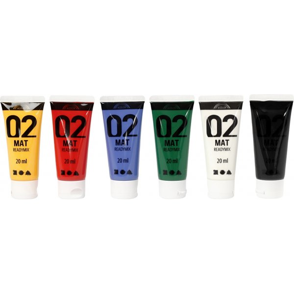 Peinture scolaire - Acrylique - couleurs standards - mate - 6 x 20 ml