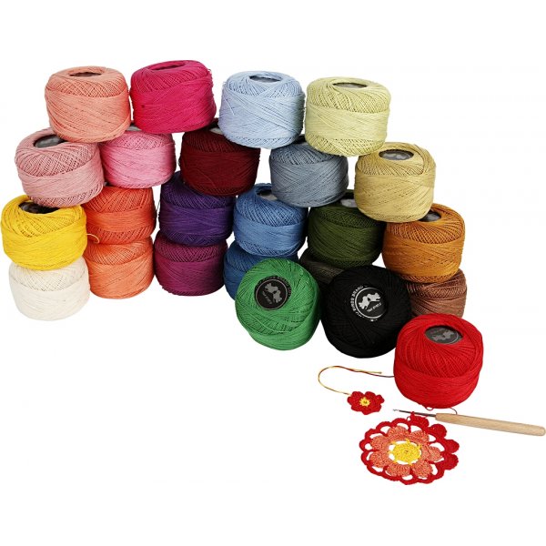 Fil de coton merceris� - couleurs m�lang�es - 24 x 20 g