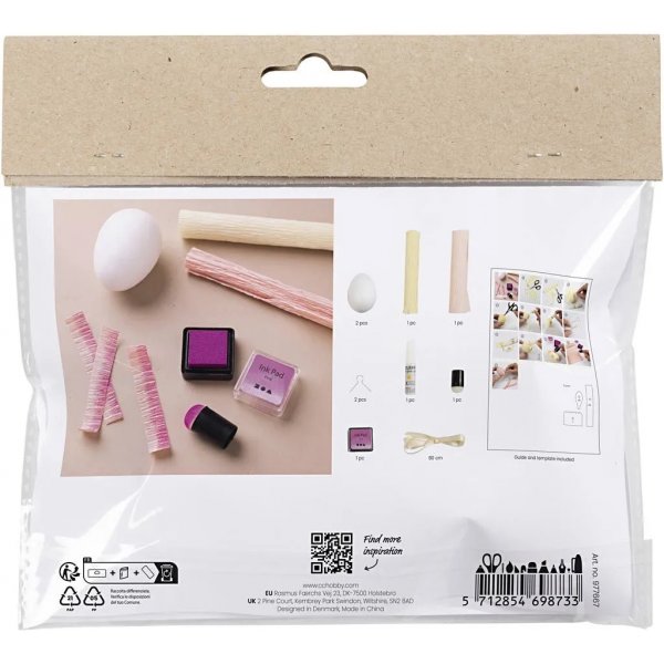 Mini Kit DIY Papier crpon, rose clair, jaune clair, Oeufs