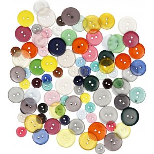 Mélange de boutons - 2 trous - couleurs mélangées - 100 pcs Mélange de boutons - 2 trous - couleurs mélangées - 100 pcs