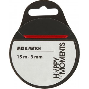 Ruban satin - rouge - B3 mm - 15 m Ruban satin - rouge - B3 mm - 15 m