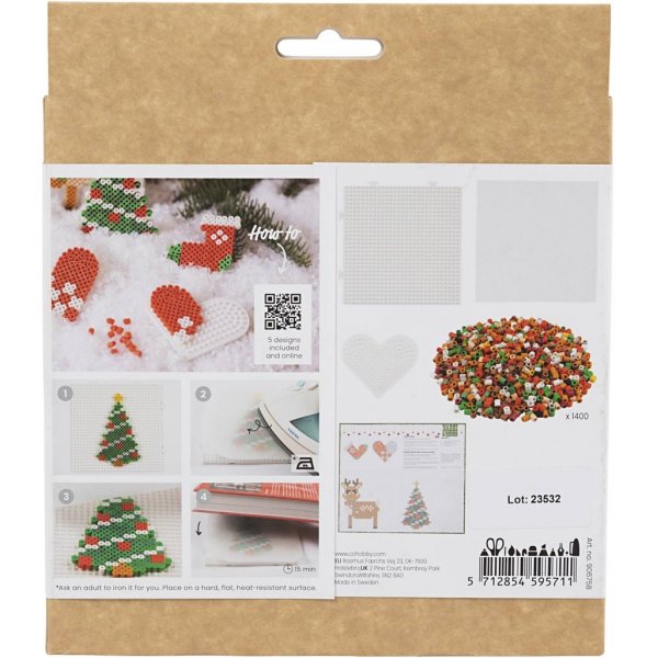 Kit DIY NABBI BioBeads - Pre Nol - Chaussette de Nol - Coeur de Nol - Sapin de Nol et renne