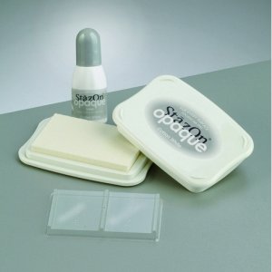 Set StazOn 14,5 x 8,5 cm - pigment blanc + Pack recharge couleur Set StazOn 14,5 x 8,5 cm - pigment blanc + Pack recharge couleur