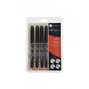 Marqueurs de calligraphie noirs, paquet de 4 - fin, moyen, large et extra large Marqueurs de calligraphie noirs, paquet de 4 - fin, moyen, large et extra large