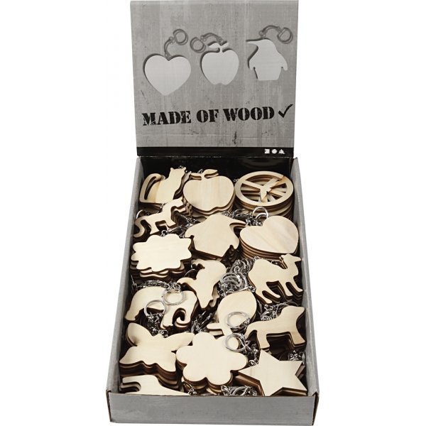 Porte-clés avec plaque en bois - 128 pcs Porte-clés avec plaque en bois - 128 pcs