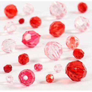 Perles plastiques à facettes Harmony - mixtes - harmonie rouge - 45 g Perles plastiques à facettes Harmony - mixtes - harmonie rouge - 45 g