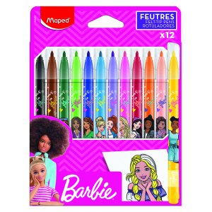 Set de crayons fibre - Maped - Color'Peps "Longue vie" 12 crayons lavables motif barbie Set de crayons fibre - Maped - Color'Peps "Longue vie" 12 crayons lavables motif barbie