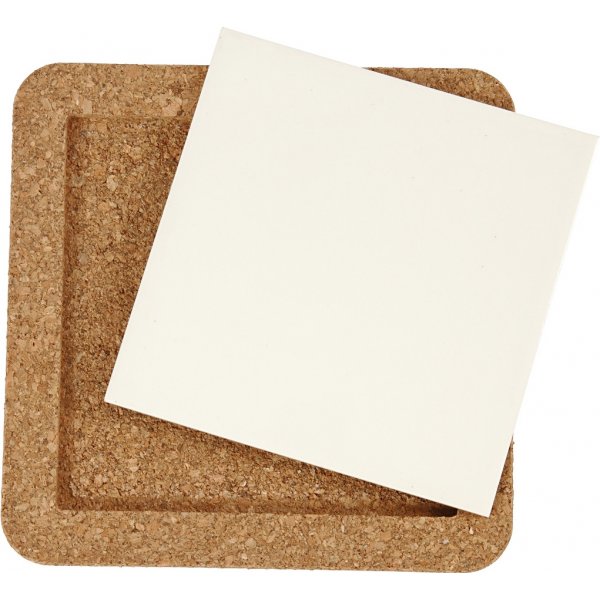 Sous-verres avec cadres en lige - blanc - 2 pcs