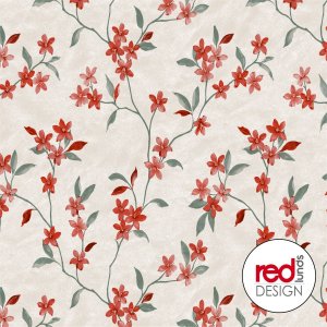 Toile cirée à motif floral - Rouge Toile cirée à motif floral - Rouge
