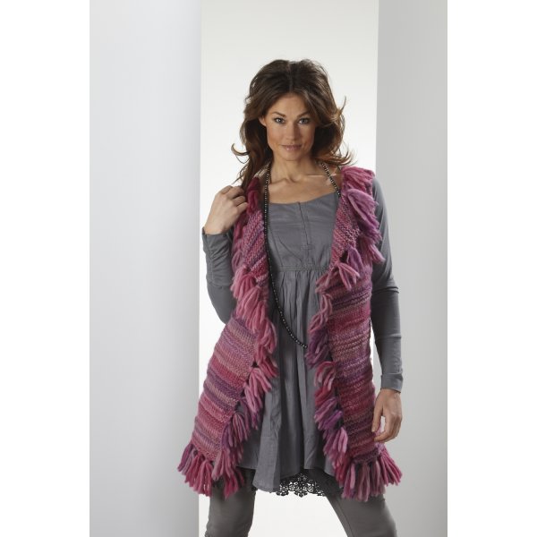Patron tricot - Gilet long  franges
