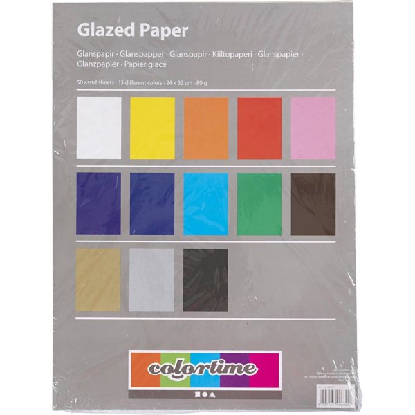 Papier glacé - couleurs mélangées - 50 feuilles Papier glacé - couleurs mélangées - 50 feuilles