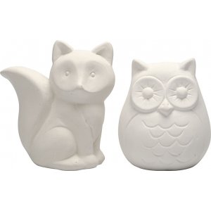 Animal salvateur - blanc - hibou et renard - 2 pcs Animal salvateur - blanc - hibou et renard - 2 pcs