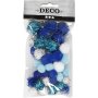 Pompons - bleu clair - bleu fonc - blanc - 48 pcs