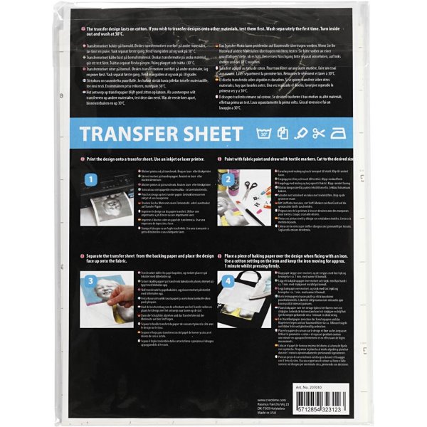 Feuille de transfert - blanche - pour textiles clairs et foncs - 3 feuilles