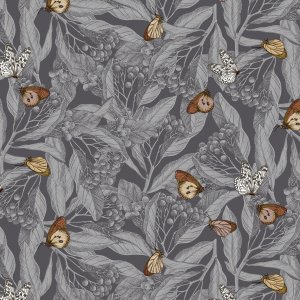 Toile cirée PVC Papillon - Noir Toile cirée PVC Papillon - Noir