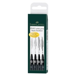 Set de stylos à dessin PITT Artist Black Fine-Liner - 4 stylos Set de stylos à dessin PITT Artist Black Fine-Liner - 4 stylos