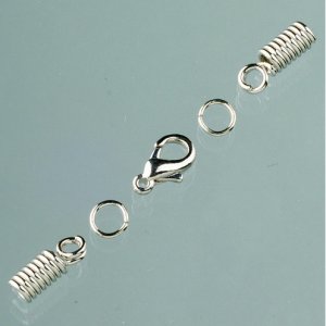 Dispositifs de verrouillage pour lanières de cuir ø 2 mm - argent (montage à ressort) Dispositifs de verrouillage pour lanières de cuir ø 2 mm - argent (montage à ressort)