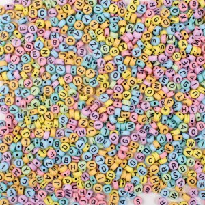 Perles lettres pastel 6,5 x - 6,5 mm - 750 pcs Perles lettres pastel 6,5 x - 6,5 mm - 750 pcs