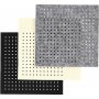 Feutrine troue - noir - gris - blanc cass - 3 x 4 feuilles