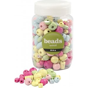 Perles en bois - couleurs vives - 400 ml Perles en bois - couleurs vives - 400 ml