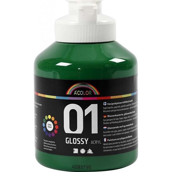 Peinture scolaire - Acrylique - vert fonc - brillante - 500 ml