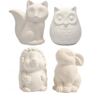 Animal salvateur - blanc - hibou - renard - hérisson - lièvre - 4 pcs Animal salvateur - blanc - hibou - renard - hérisson - lièvre - 4 pcs