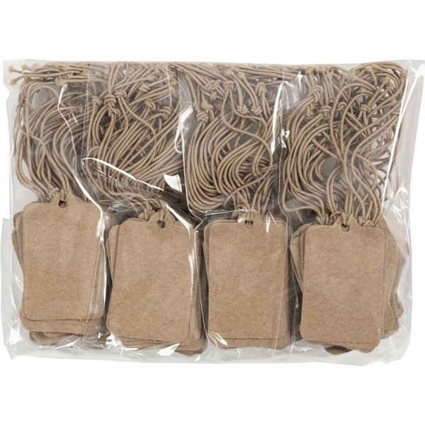 Etiquettes en carton fort - 25 x 40 mm - marron clair - 100 pcs