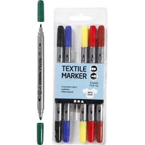 Marqueurs textiles - couleurs standards - 6 pcs Marqueurs textiles - couleurs standards - 6 pcs