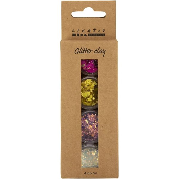 Argile pailletée, couleurs mélangées 4x5 ml Argile pailletée, couleurs mélangées 4x5 ml
