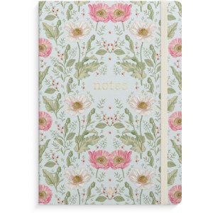 Carnet de luxe A5 � lignes bleues fleuries