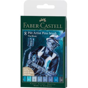 Set de stylos à dessin - Faber-Castell - Pitt Artist - Bleu - 8 stylos (5F) Set de stylos à dessin - Faber-Castell - Pitt Artist - Bleu - 8 stylos (5F)