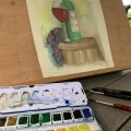 Image client Coffret aquarelle Van Gogh dans une boîte en métal ½ tasse (24 couleurs)