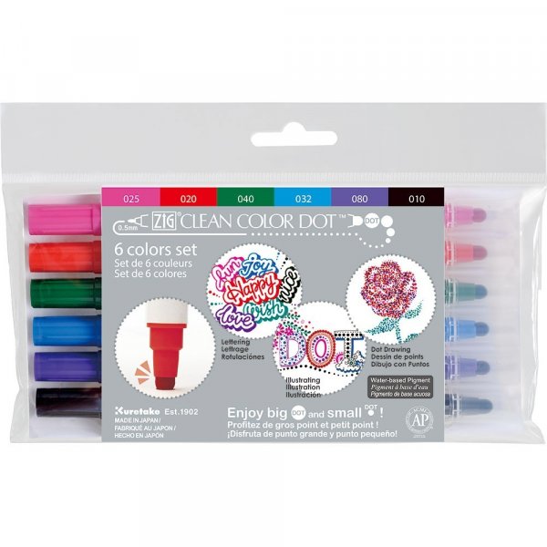 Pots  pigments ZIG Clean Color Dot - 6 stylos