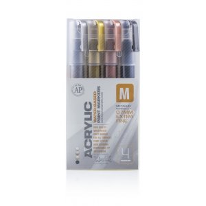Ensemble de marqueurs acryliques Montana - 0,7 mm, 4 stylos - Métallisé Ensemble de marqueurs acryliques Montana - 0,7 mm, 4 stylos - Métallisé