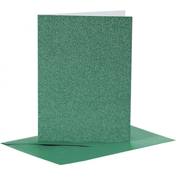 Cartes et enveloppes - vert - paillettes - 4 sets Cartes et enveloppes - vert - paillettes - 4 sets