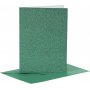 Cartes et enveloppes - vert - paillettes - 4 sets