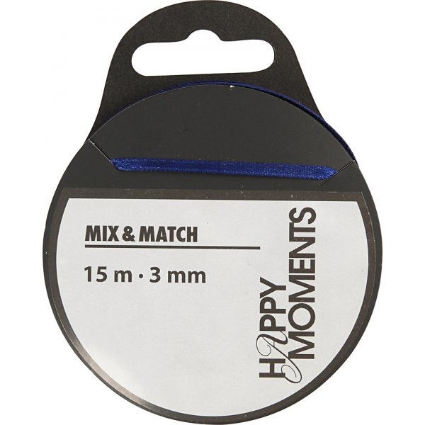 Ruban satin - bleu foncé - B3 mm - 15 m Ruban satin - bleu foncé - B3 mm - 15 m