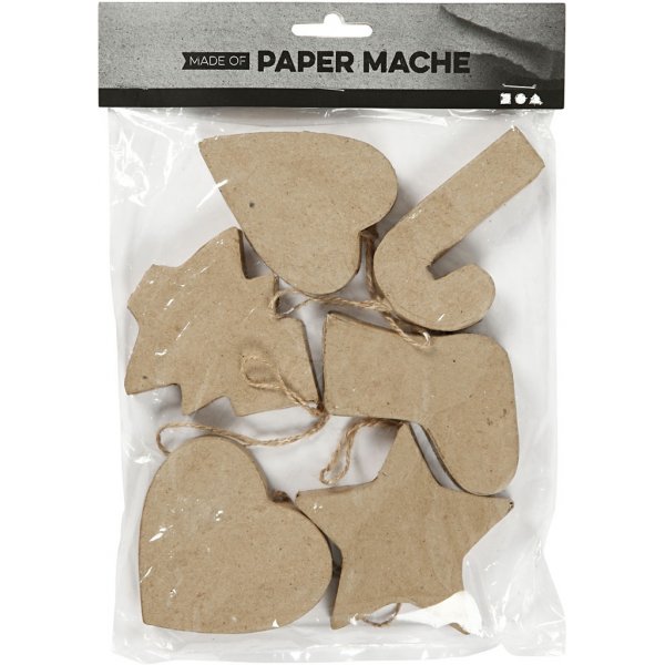 Décorations de Noël - papier mâché - 6 pcs Décorations de Noël - papier mâché - 6 pcs