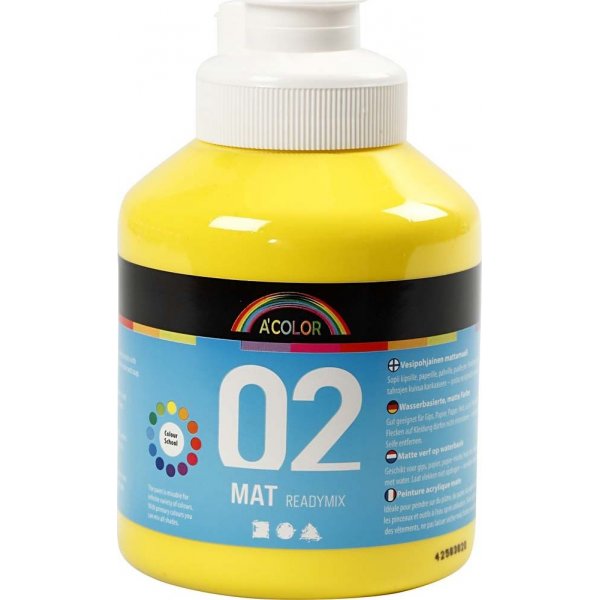 Peinture scolaire - Acrylique - jaune primaire - mate - 500 ml