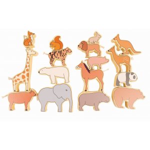 Animaux empilables en bois 16 pcs Animaux empilables en bois 16 pcs