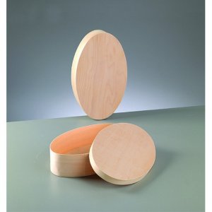 Caisse en contreplaqué ø 250 x 150 mm H 60 mm - ovale non traité Caisse en contreplaqué ø 250 x 150 mm H 60 mm - ovale non traité