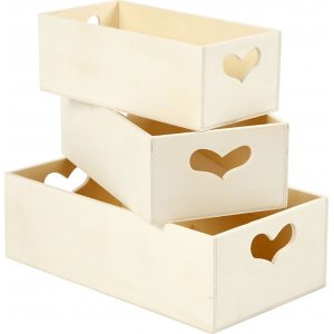 Boîte de rangement avec poignée coeur - 3 pcs Boîte de rangement avec poignée coeur - 3 pcs
