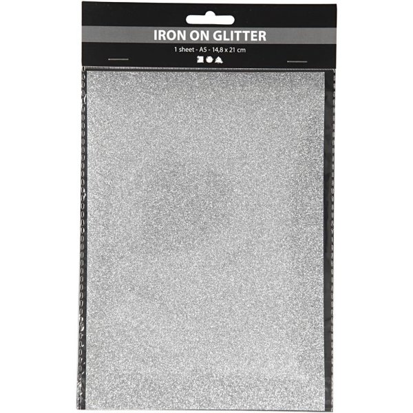 Tissu  repasser - argent - paillettes - A5