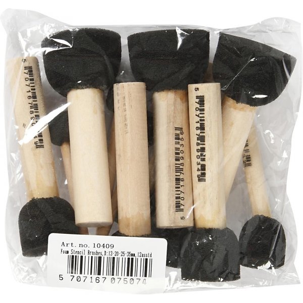 Pinceaux pour pochoirs en mousse - 12 pcs