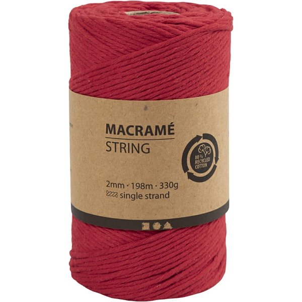 Fil macram - rouge - 2 mm - 198 m