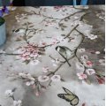 Image client Tissu ciré Fleurs & Oiseaux - Gris