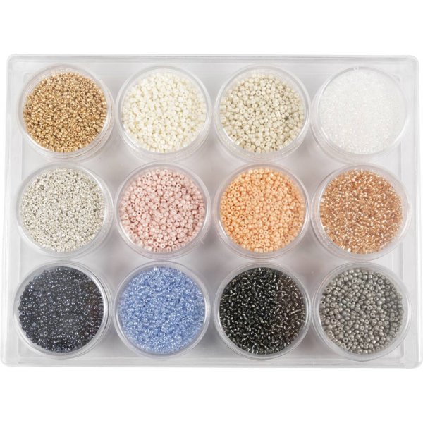 Perles de rocaille - couleurs ternes - 12 x 15 g