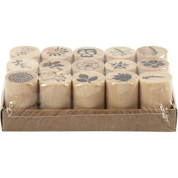 Set de tampons Deco Art - fleurs et feuilles - 15 pcs Set de tampons Deco Art - fleurs et feuilles - 15 pcs
